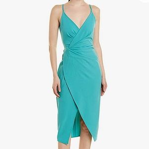 BETSY JOHNSON Teal Wrap Cami Midi Wrap Dress SZ 4